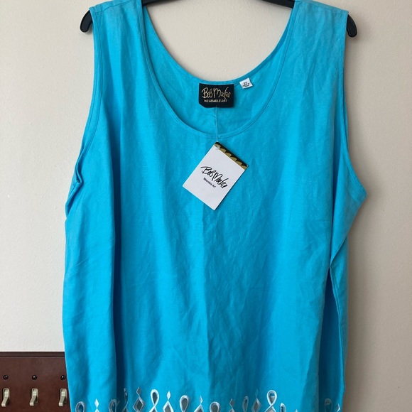 SOLD NWT Bob Mackie Jacket and Top 2X Linen Blend Embroidered Cut Out - Picture 3 of 4